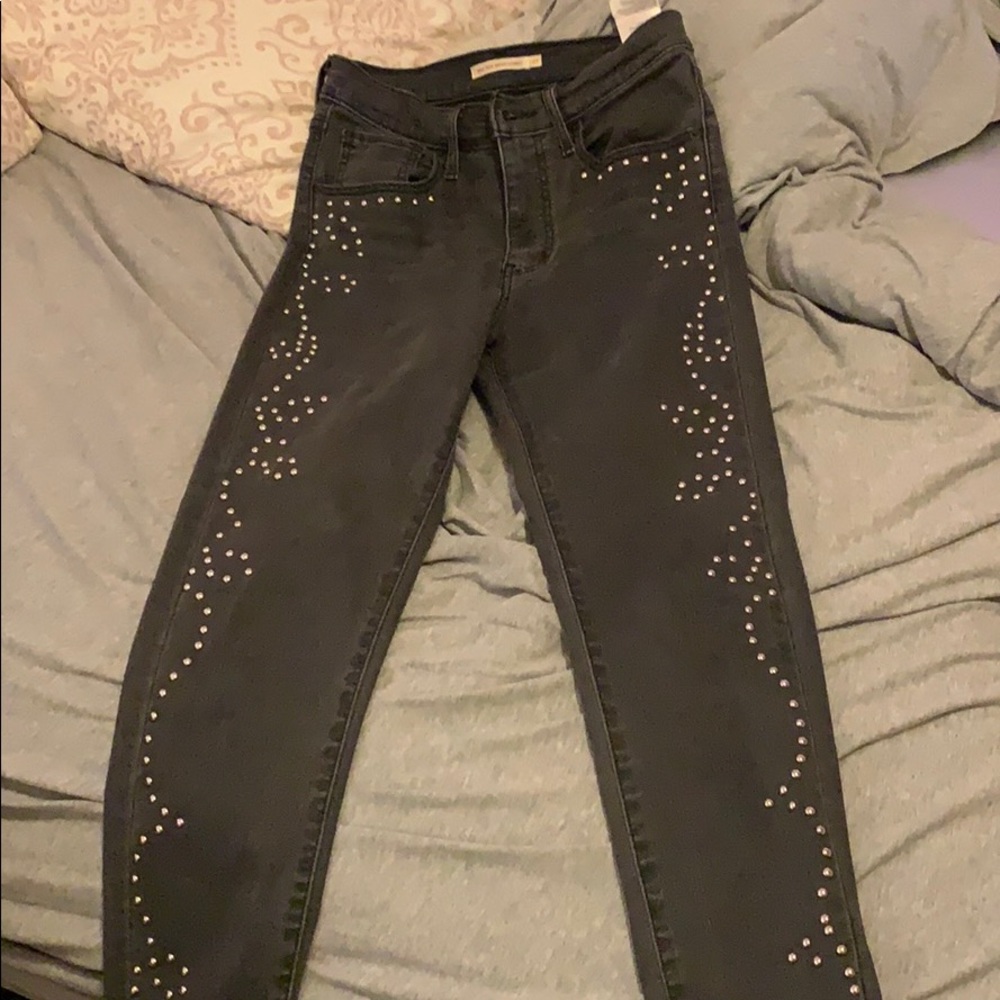 Levis embroidered black jeans
